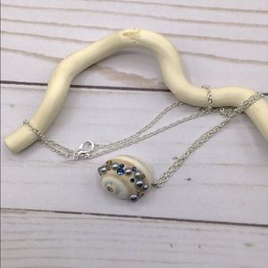 Sterling Silver Shell Necklace & Swarovski